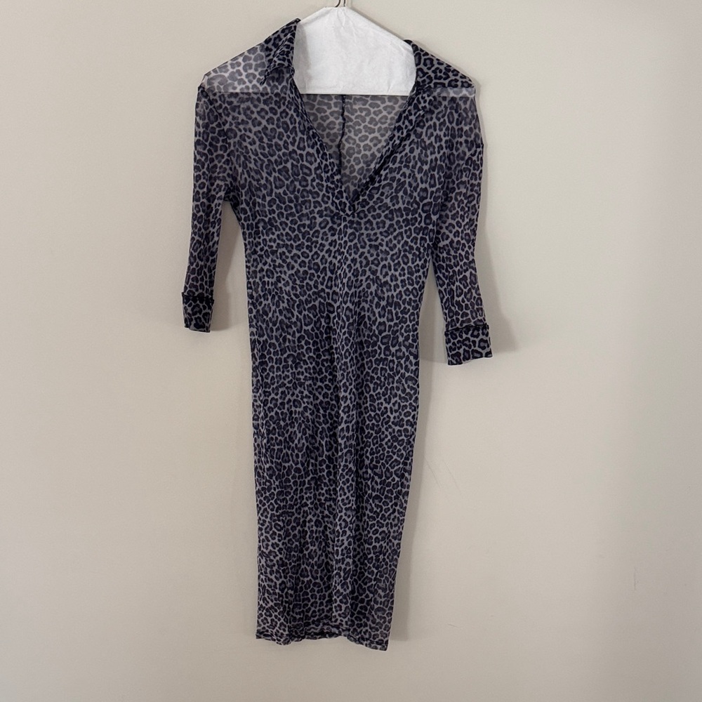 Leopard Print Sheer Dress